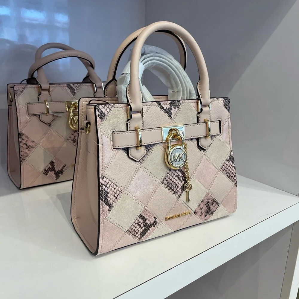 MICHAEL KORS Hamilton Sm Patchwork Snake Embossed Satchel Crossbody
Powder
NWT - Picture 12 of 16